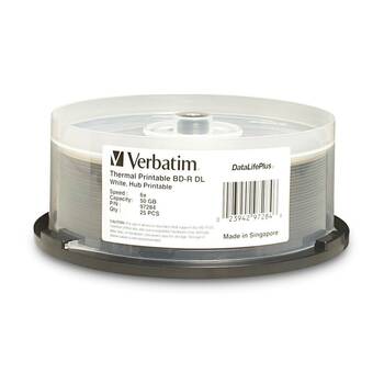 25pc VERBATIM BD-R DL Spindle White Wide Thermal 6x Blank Disc 50GB