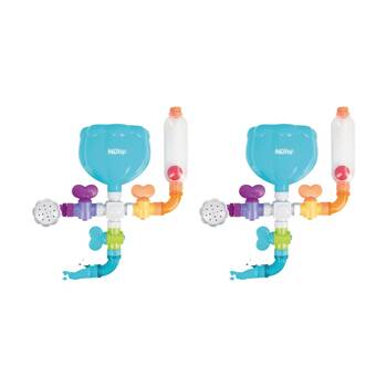 2x Nuby Wacky Water Works Bath Toy W/ Pipes Valves Suction Cups Multicolour 3m+
