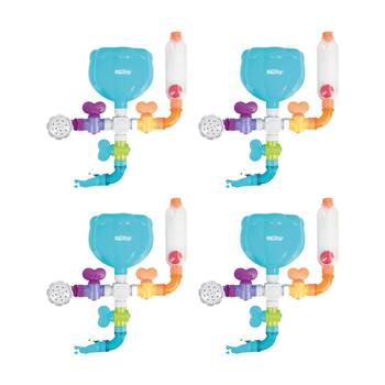 4x Nuby Wacky Water Works Bath Toy W/ Pipes Valves Suction Cups Multicolour 3m+