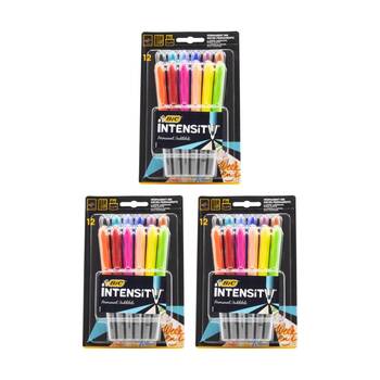 3PK Bic Permanent Ink Pens Intensity Assorted Colours Chisel Tip 12pc