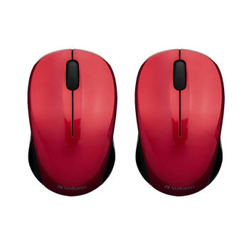 2PK VERBATIM Wireless Silent Computer/PC Blue LED 2.4Ghz Mouse Red