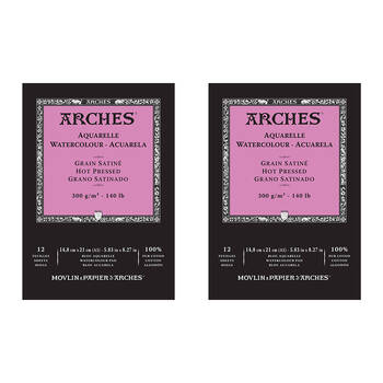 2PK Arches Hot Press Watercolour Art/Craft Painting Paper Pad 300g A5