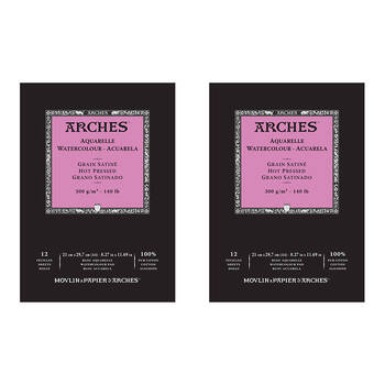 2PK Arches Hot Press Watercolour Art/Craft Painting Paper Pad 300g A4