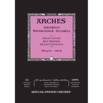 Arches Hot Press Watercolour Art/Craft Painting Paper Pad 300g A3