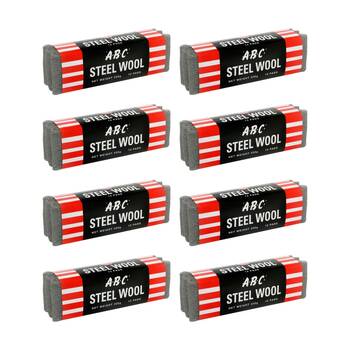 8PK ABC 250g Home Professional Cleaning Steel Wool Sleeves Grade 2