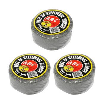 3x 12pc ABC 500g Home Professional Cleaning Steel Wool Reels Grade 2