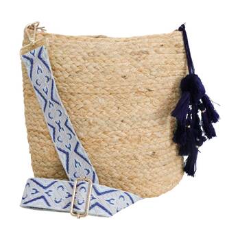 LVD Jute Women Tote Handbag W/ Hampton Cross Body Strap 30x10x27cm