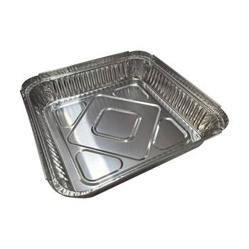 24x 3pc Partyware Single Use Foil Tray Set Square 206x206x45mm W/ Lid