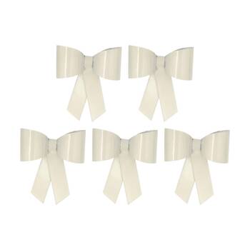 5PK Metal Bow Pot Sitter Powder Coated Garden Decor Ornament White 12cm