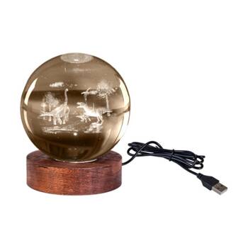 Art + Tech 3D Crystal Ball Colour Changing Lamp USB Powered Dino Land