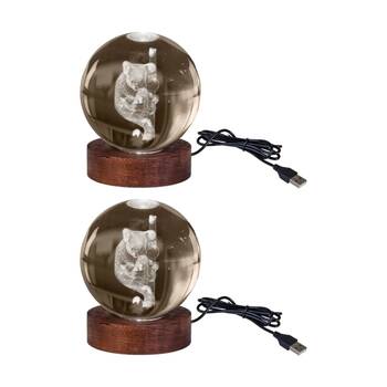 2PK Art + Tech 3D Crystal Ball Colour Changing Lamp USB Powered Koala