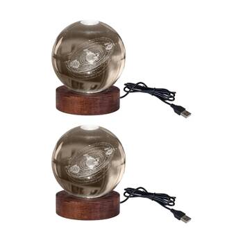 2PK Art + Tech 3D Crystal Ball Colour Changing Lamp USB Powered Solar System