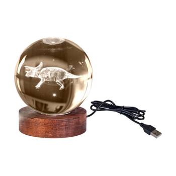 Art + Tech 3D Crystal Ball Colour Changing Lamp USB Powered Triceratops