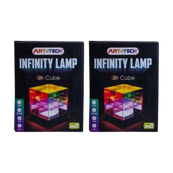 2PK Art + Tech Infinity Lamp Cube LED Colour Changing USB Powered Multicolour