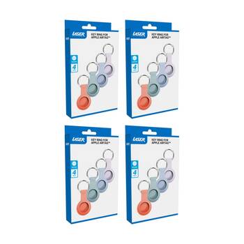 4x 4pc Laser AirTag Silicone Soft Pastel Protection W/ Keyring Multicolour