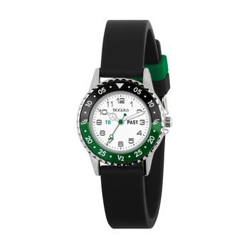 Tikkers Football Silicone Strap Dial Time Teacher Kids Watch Black/Green