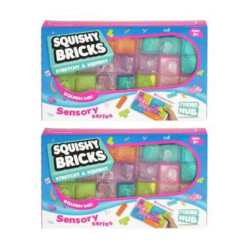 2PK Trend Hub Kids 3y+ Squishy Bricks Glitter Fidget Blocks Sensory Toy