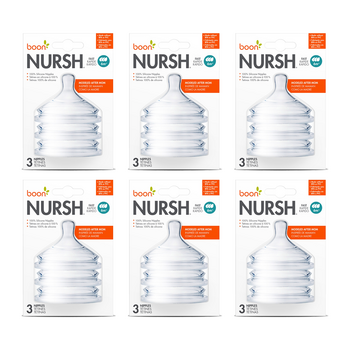 6x 3pc Boon Nursh Fast Flow Air Free Feeding Silicone Nipples Teet 6m+