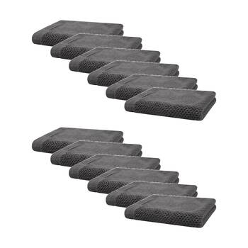 12PK Bambury Angove 600gsm Soft Absorbent Cotton Face Washer 33x33cm Grey