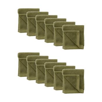 12PK Bambury Angove 600gsm Soft Absorbent Cotton Face Washer 33x33cm Green