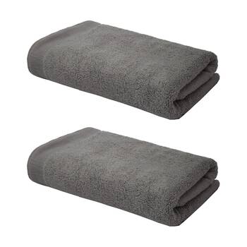 2PK Bambury Elvire 600gsm Soft Absorbent Cotton Bath Sheet 80x160cm Grey