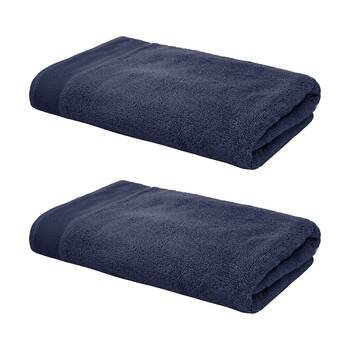2PK Bambury Elvire 600gsm Soft Absorbent Cotton Bath Towel 68x137cm Blue