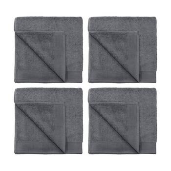 4PK Bambury Elvire 600gsm Soft Absorbent Cotton Bath Towel 68x137cm Grey