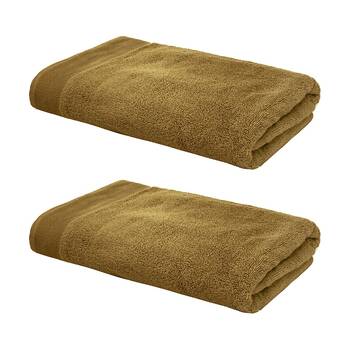 2PK Bambury Elvire 600gsm Soft Absorbent Cotton Bath Towel 68x137cm Brown