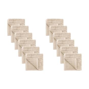 12PK Bambury Elvire 600gsm Soft Absorbent Cotton Face Washer 33x33cm Neutrals
