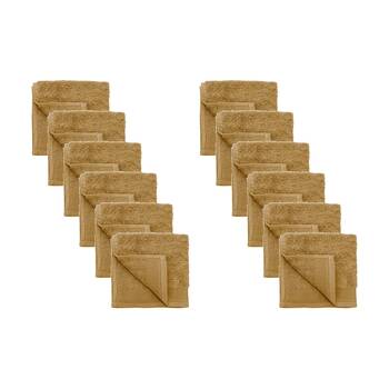 12PK Bambury Elvire 600gsm Soft Absorbent Cotton Face Washer 33x33cm Brown