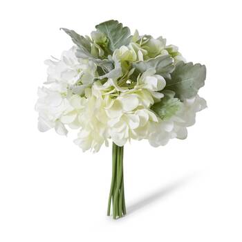 3PK E Style Hydrangea Alice Bouquet White & Green Artificial Flowers 25x25x28cm