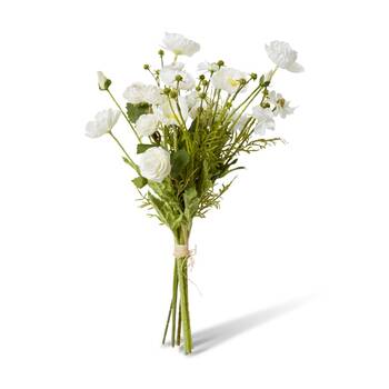 3PK E Style Poppy Ranunculus Bundle White Artificial Flowers 20x20x45cm