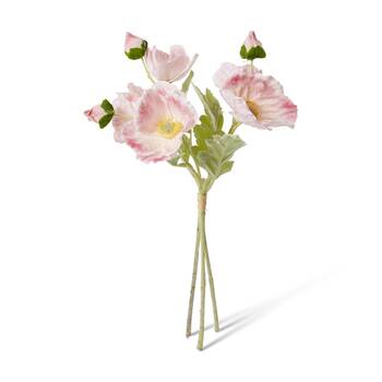 3PK E Style Poppy Bundle Decorative Soft Pink Artificial Flowers 9x9x35cm