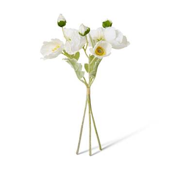 3PK E Style White Poppy Bundle Decorative Artificial Flowers 9x9x35cm