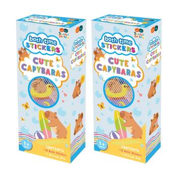 2x 12pc Buddy & Barney Bathtime Kids Bath Stickers Cute Capybaras EVA Foam 12m+
