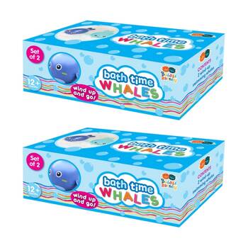 2x 2pc Buddy & Barney Bath Time Wind Up Whales Plastic Kids Toy 12m+
