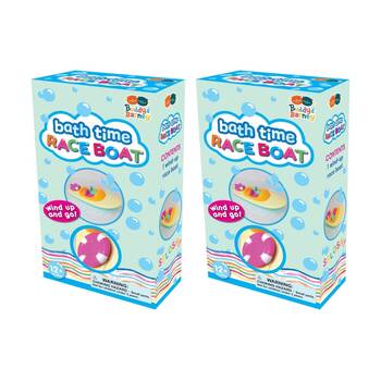 2PK Buddy & Barney Bath Time Racing Boat Wind Up Plastic Kids Toy Figurine 3y+