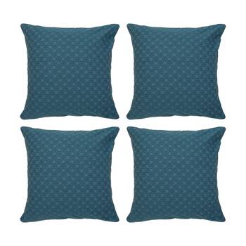 4PK Bambury Luna Jacquard European Pillowcase Teal Home Bedding 65x65cm