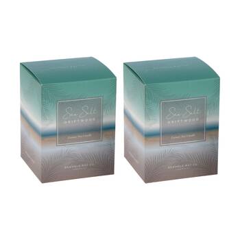 2PK Bramble Bay Ocean Sea Salt & Driftwood Candle W/ Decorations 300g