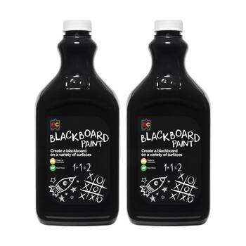 2PK Educational Colours Blackboard Paint Suitable All Surfaces Kids Art/Craft 2L