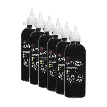 6PK Educational Colours Blackboard Paint Suitable All Surfaces Kids Art 500ml