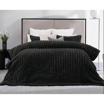 CDSI Arna Fleece Comforter King Set W/ 2 Pillow Cases Black 255x240cm