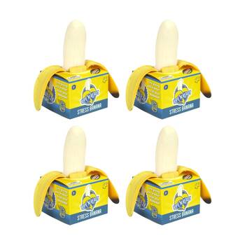 4x Bubblegum Stuff Ripe N Ready Banana Squeezable Stress Reliever Toy 3Y+ Yellow