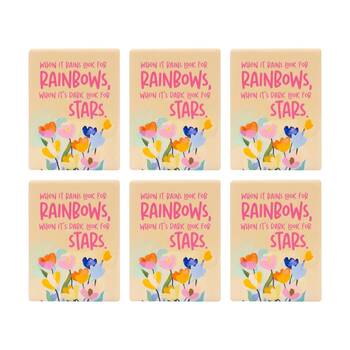 6PK Splosh Billie Rainbows Ceramic Magnet Embossed Yellow Pink 6x8x0.5cm
