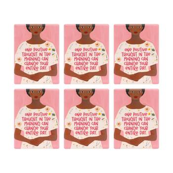 6PK Splosh Billie Positive Ceramic Magnet Embossed Design Pink 6x8x0.5cm