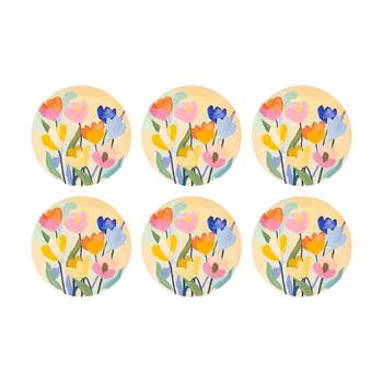 6PK Splosh Billie Floral Ceramic Coaster Multi Colour Cork Backing 11x11cm