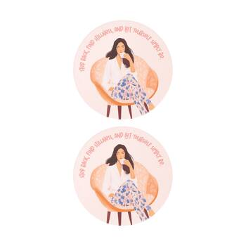 2PK Splosh Billie Simply Be Ceramic Coaster Cork Embossed Pink 11x11cm