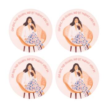 4PK Splosh Billie Simply Be Ceramic Coaster Cork Embossed Pink 11x11cm