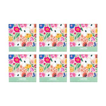 6x 4pc Splosh Billie Coasters Set Multi Cork Back Waterproof 10x10cm