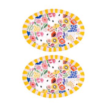 2PK Splosh Billie Ceramic Serving Plate Printed Yellow Orange 30.5x21.5cm